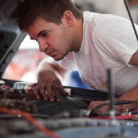 Man working on car